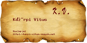 Kárpi Vitus névjegykártya